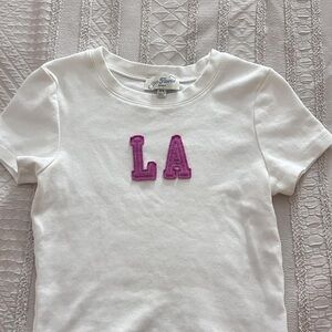 PacSun White Tee with Pink 'LA' Letters
